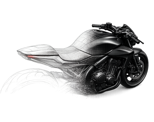 Conceptual motorcycle design study combining sketching and digital modeling