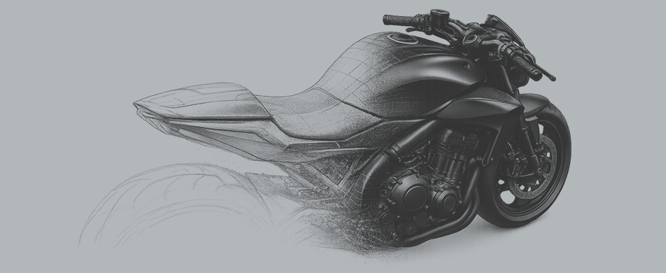 Concept design sketch defining visual language of a motorcycle